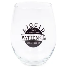 Liquid Patience Black 14 ounce Glass Stemless Wine Glass