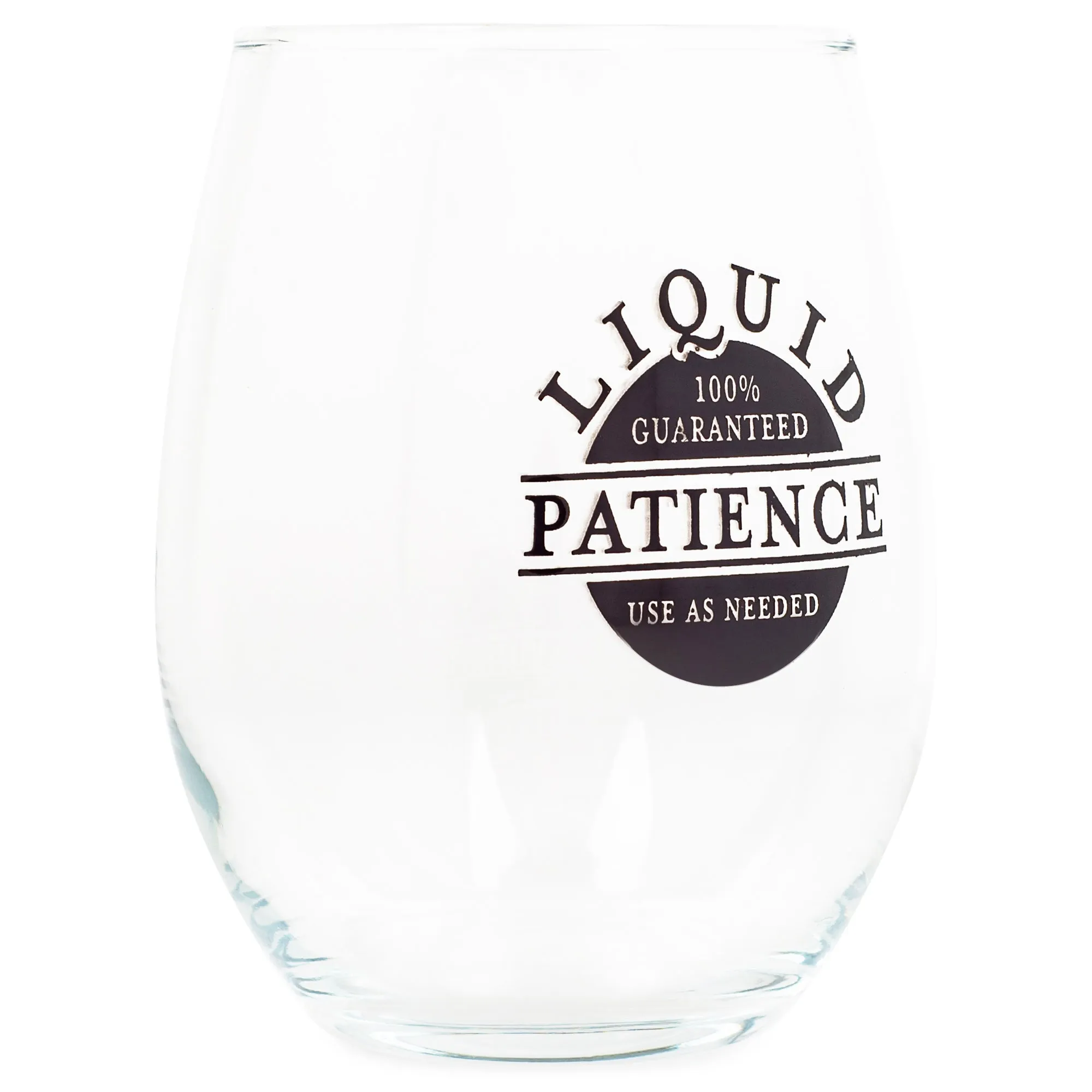 Liquid Patience Black 14 ounce Glass Stemless Wine Glass