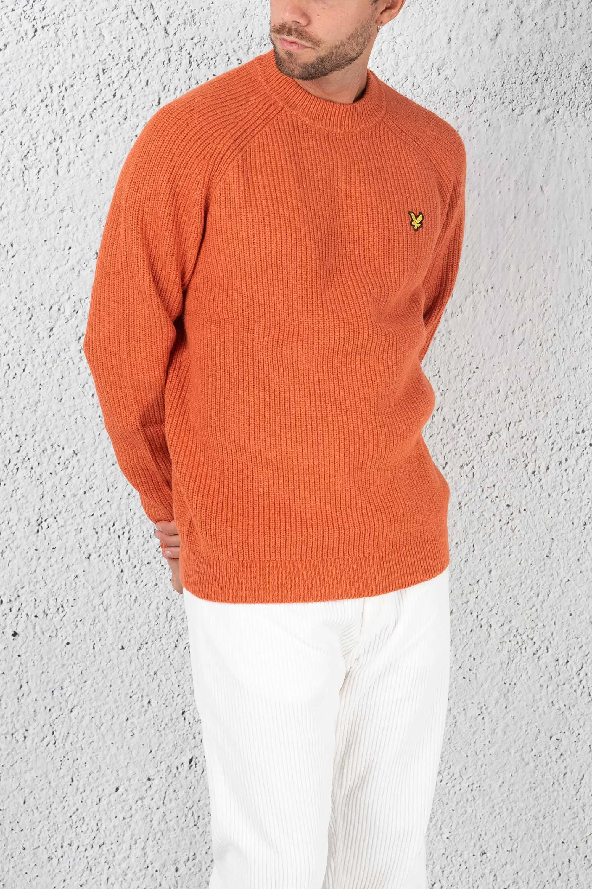 Lyle & Scott Pull Raglan Costa Inglese Arancione Uomo