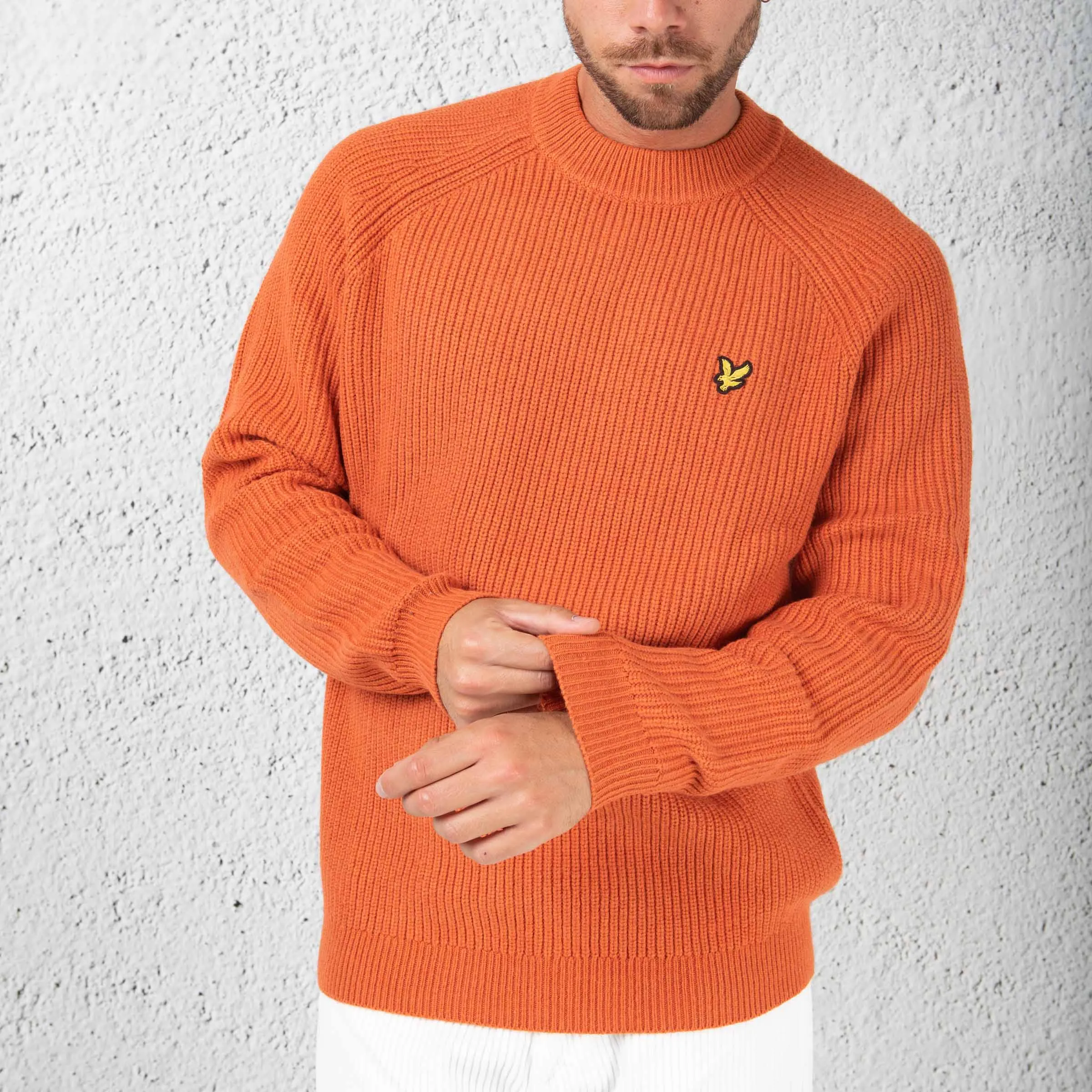 Lyle & Scott Pull Raglan Costa Inglese Arancione Uomo