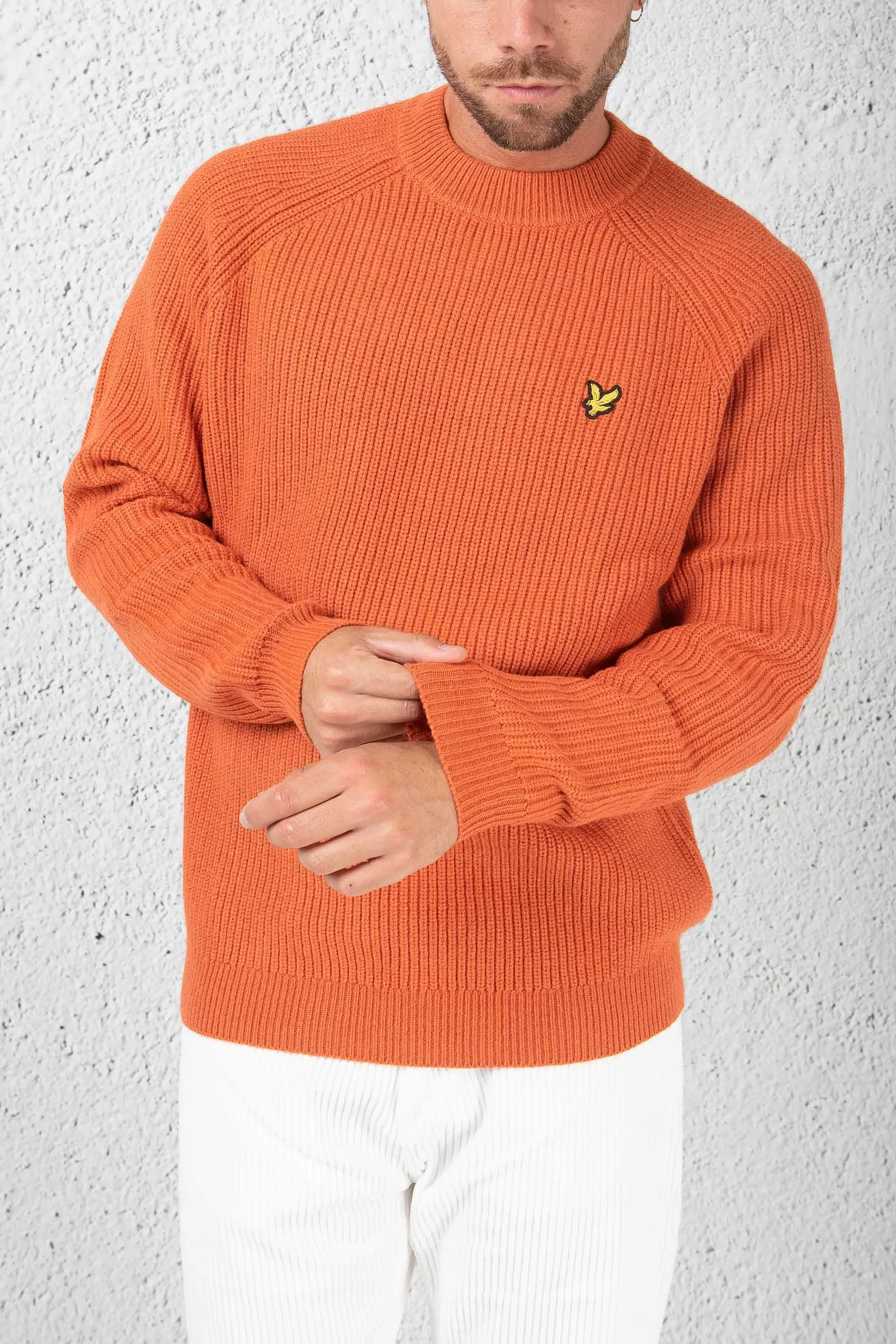 Lyle & Scott Pull Raglan Costa Inglese Arancione Uomo