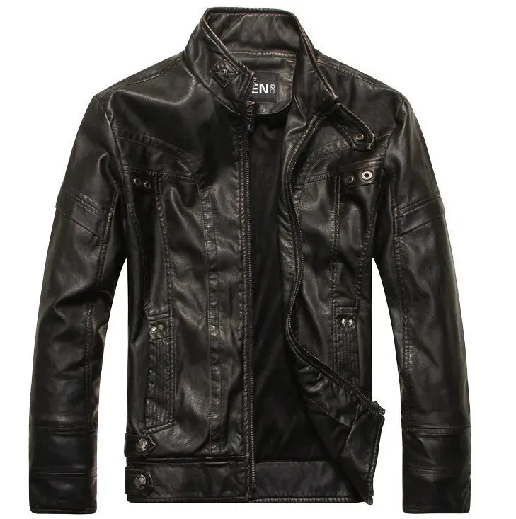 Mad Men PU Leather Jacket/Classic Motorcycle Vegan Leather Jacket