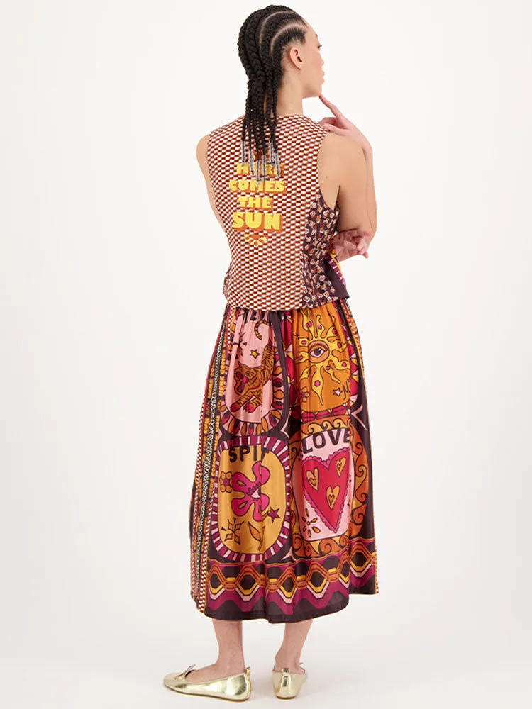 Me369 Vanessa Printed Midi Skirt Sunset