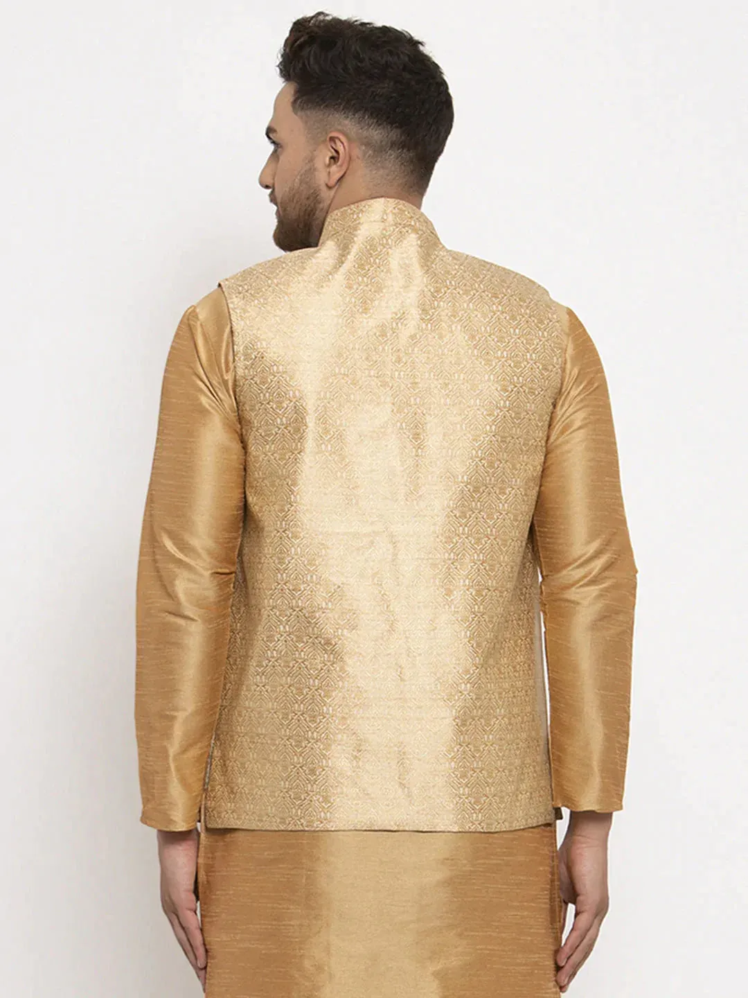 Men'S Gold Woven Nehru Jacket