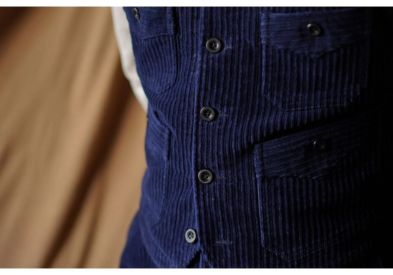 Men's Indigo Dyed V-neck Corduroy Vest