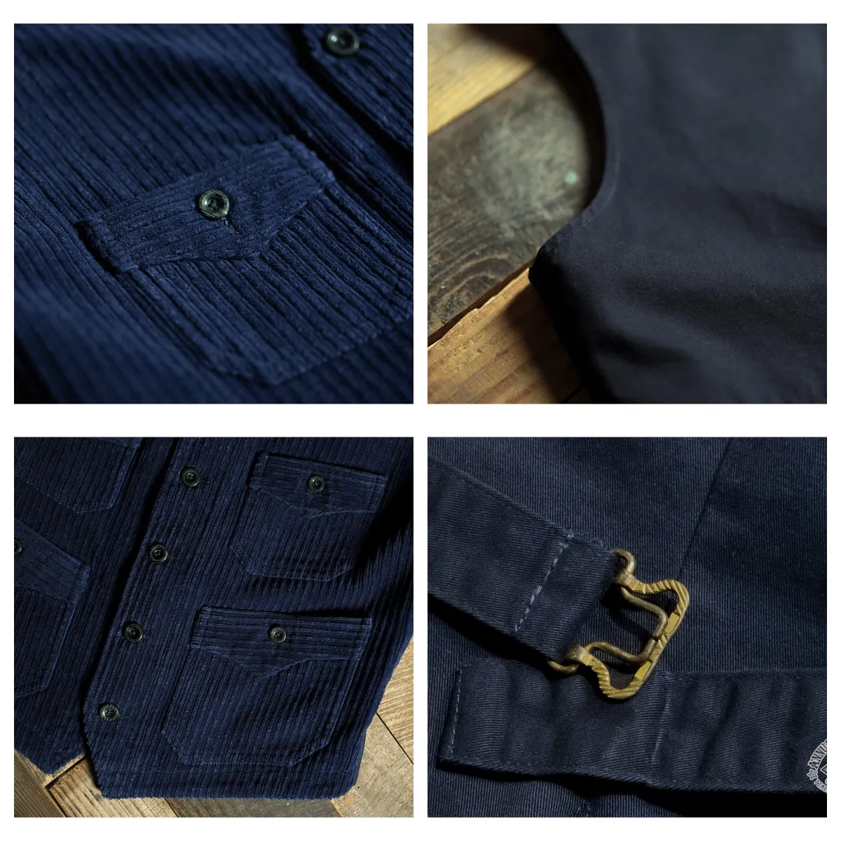 Men's Indigo Dyed V-neck Corduroy Vest