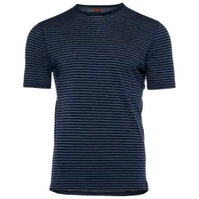 Mens Merino 150 Short Sleeve Crew (Stripe Navy/Denim)