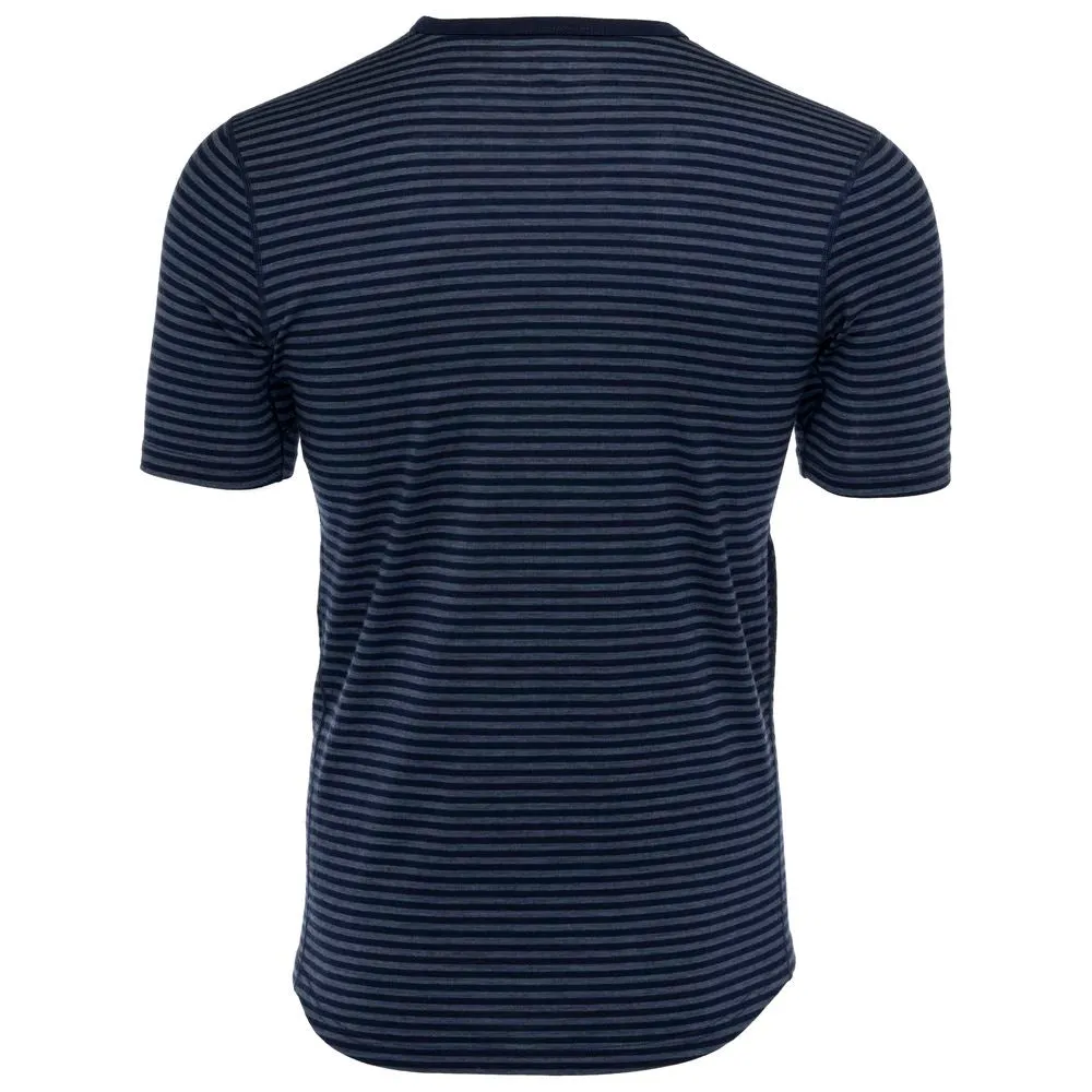 Mens Merino 150 Short Sleeve Crew (Stripe Navy/Denim)