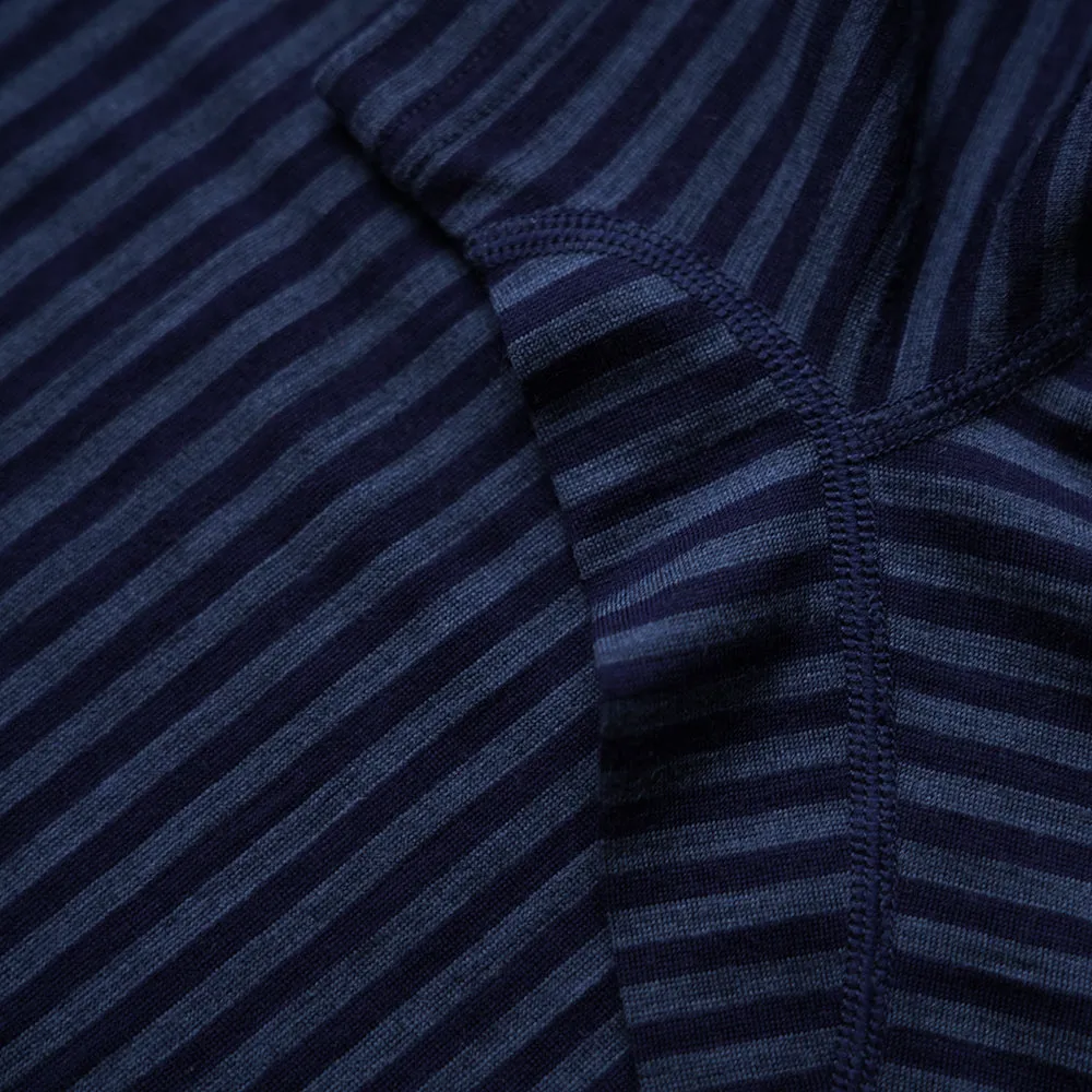 Mens Merino 150 Short Sleeve Crew (Stripe Navy/Denim)