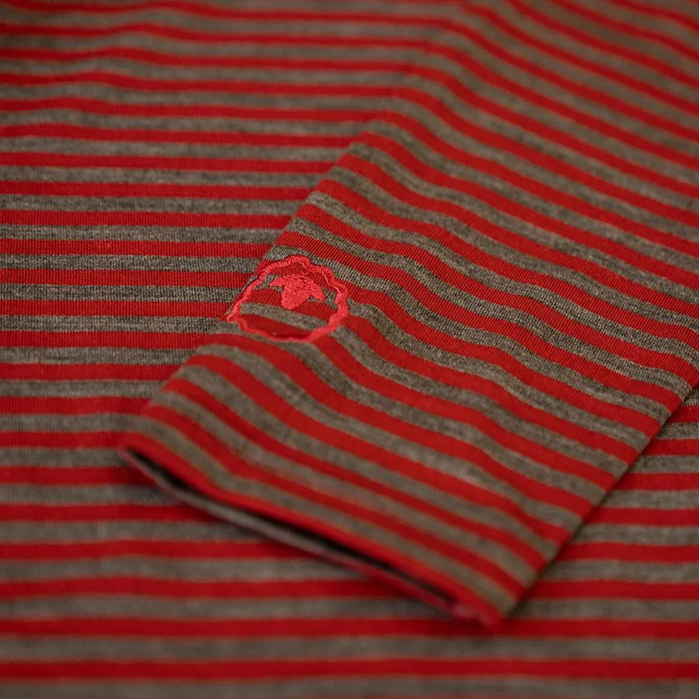 Mens Merino 180 Long Sleeve Crew (Mini Stripe Red/Smoke)