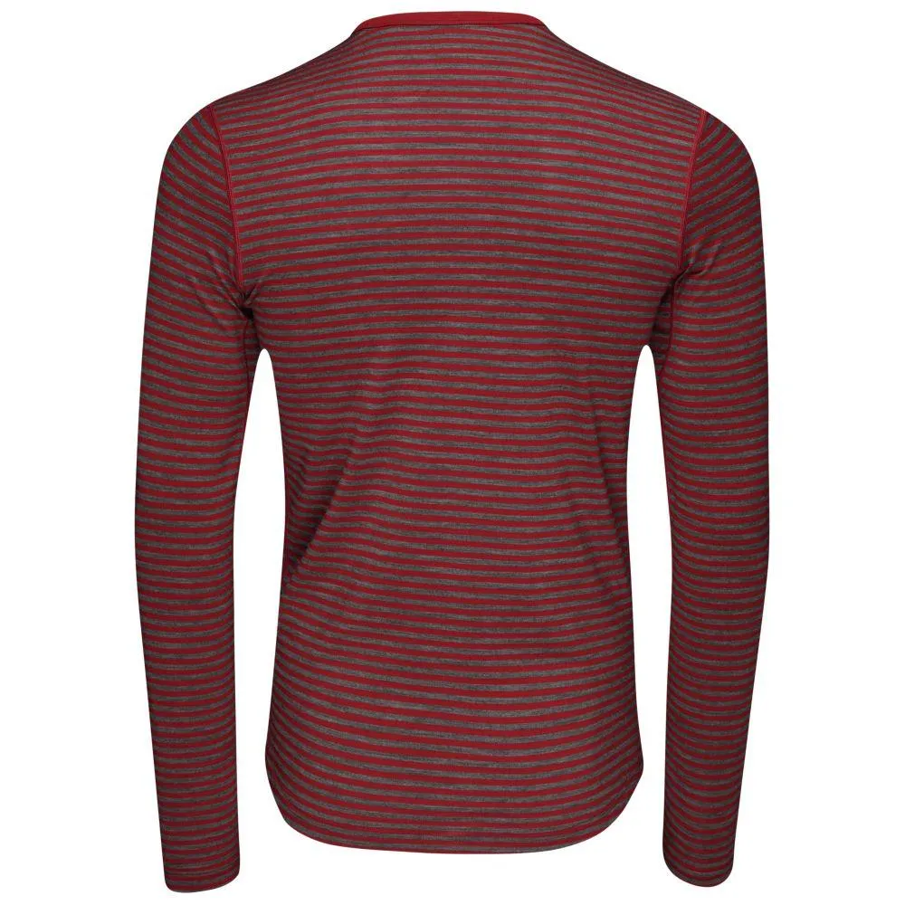 Mens Merino 180 Long Sleeve Crew (Mini Stripe Red/Smoke)