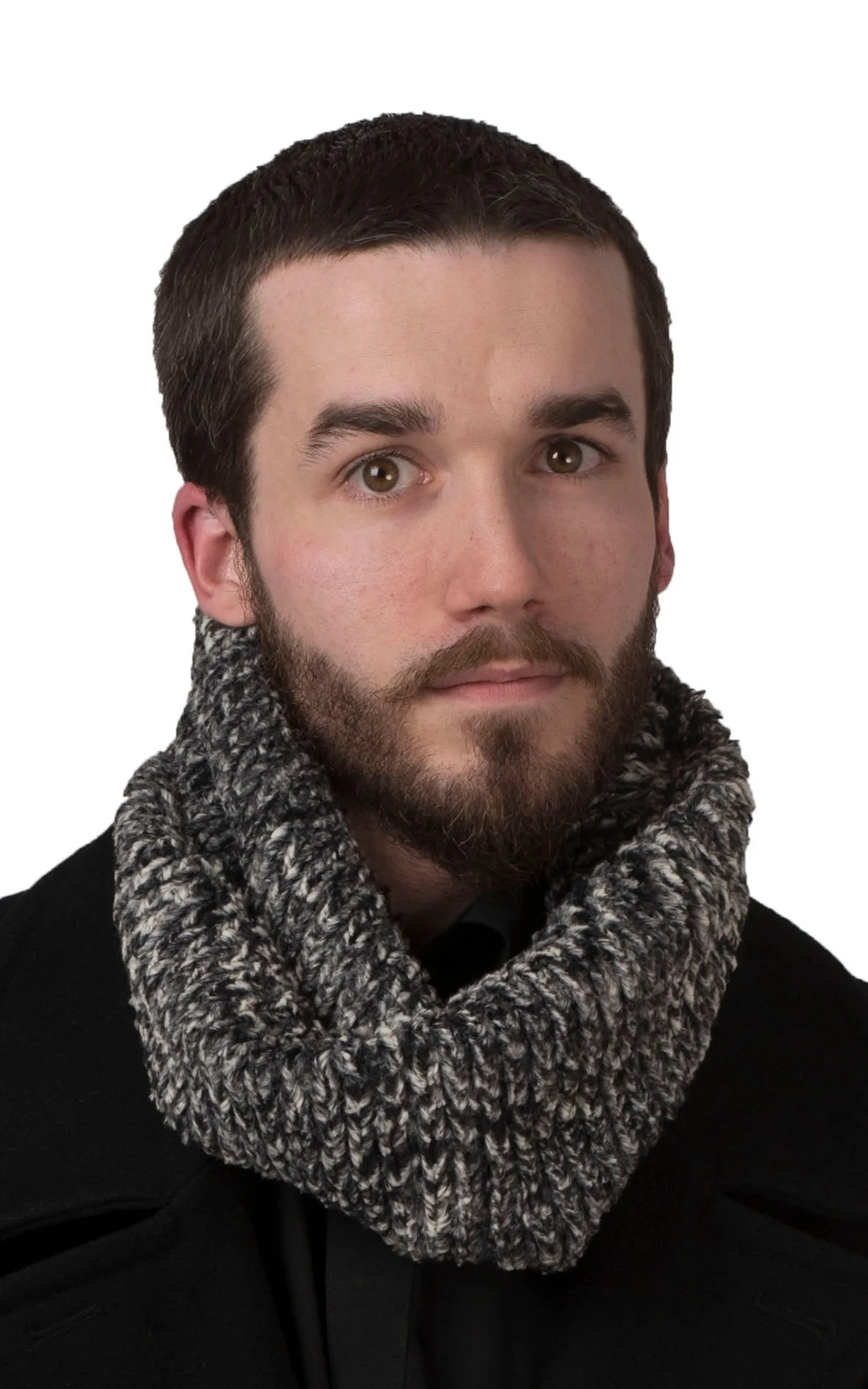 Men's Neck Warmer - Cozy Cable in Ash Faux Fur