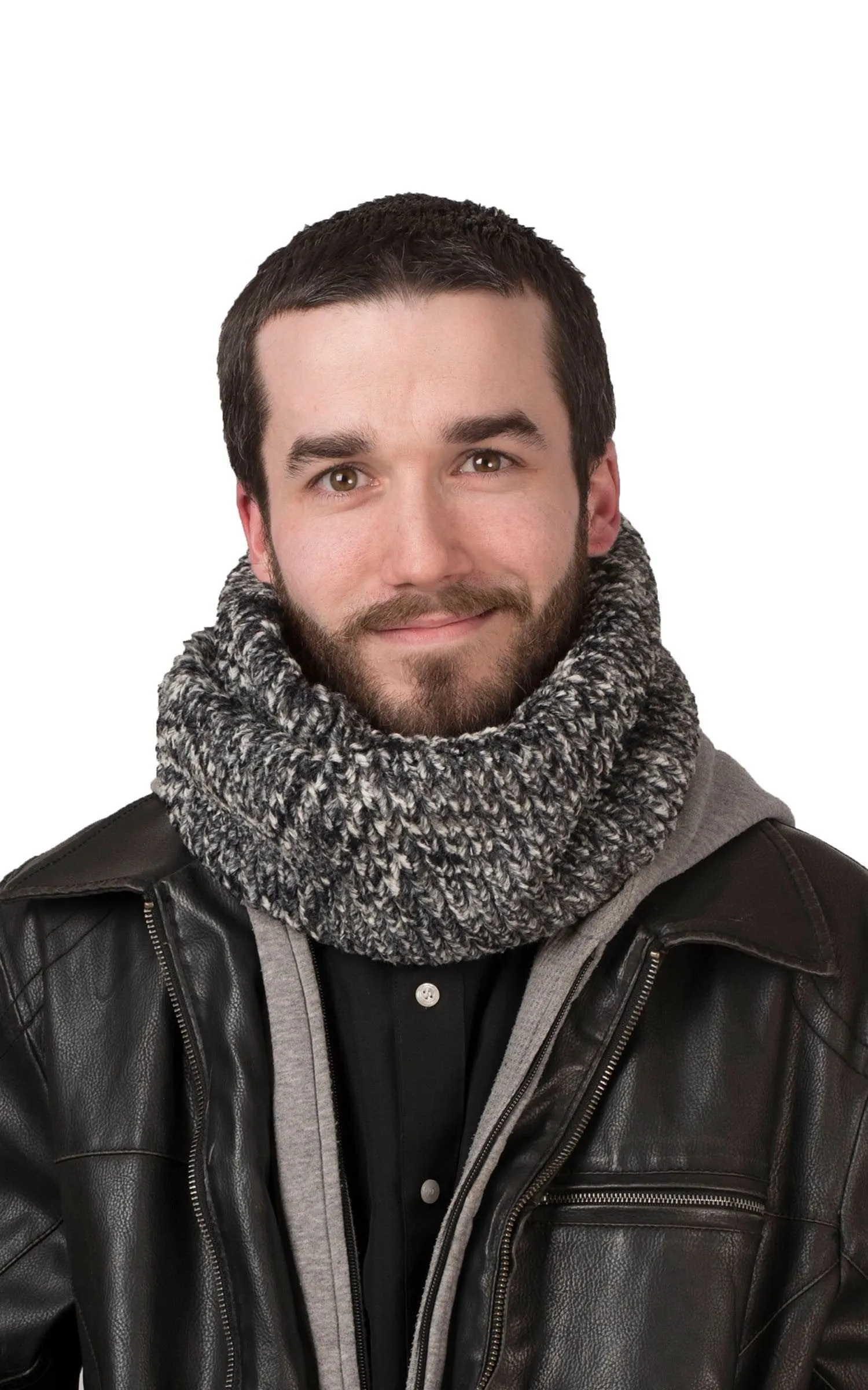 Men's Neck Warmer - Cozy Cable in Ash Faux Fur