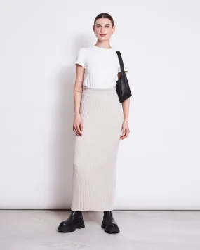 MIDI KNIT SKIRT EBBA IVORY GOTS