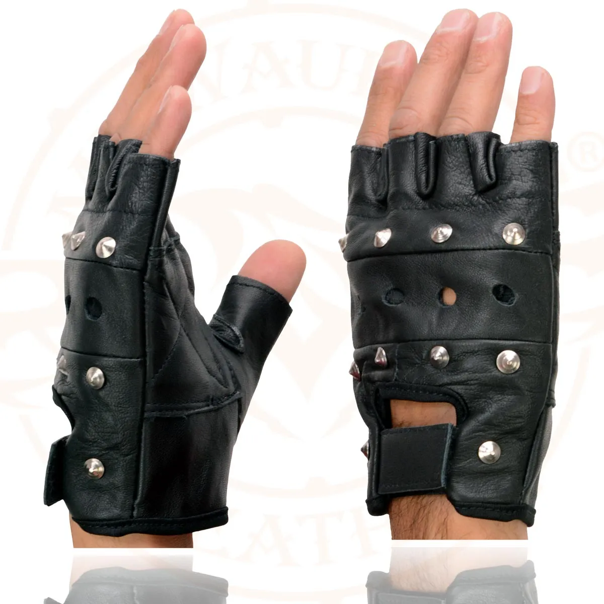 Milwaukee Leather SH211 Men's Black Leather Gel Padded Palm Fingerless