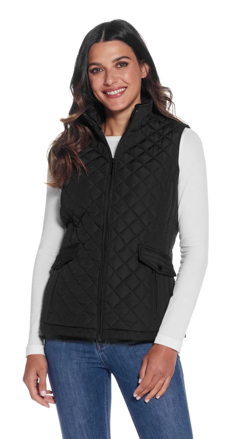 MIXED QUILTED VEST WITH PLUSH LINING