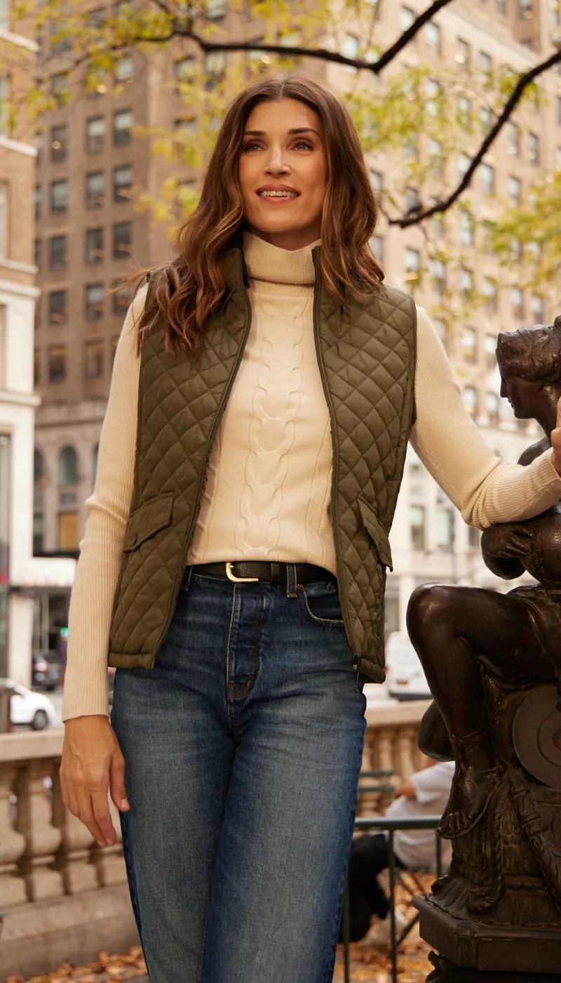 MIXED QUILTED VEST WITH PLUSH LINING