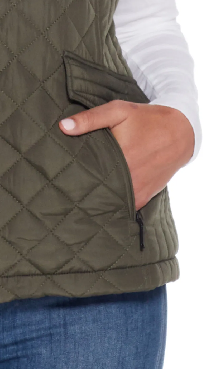 MIXED QUILTED VEST WITH PLUSH LINING