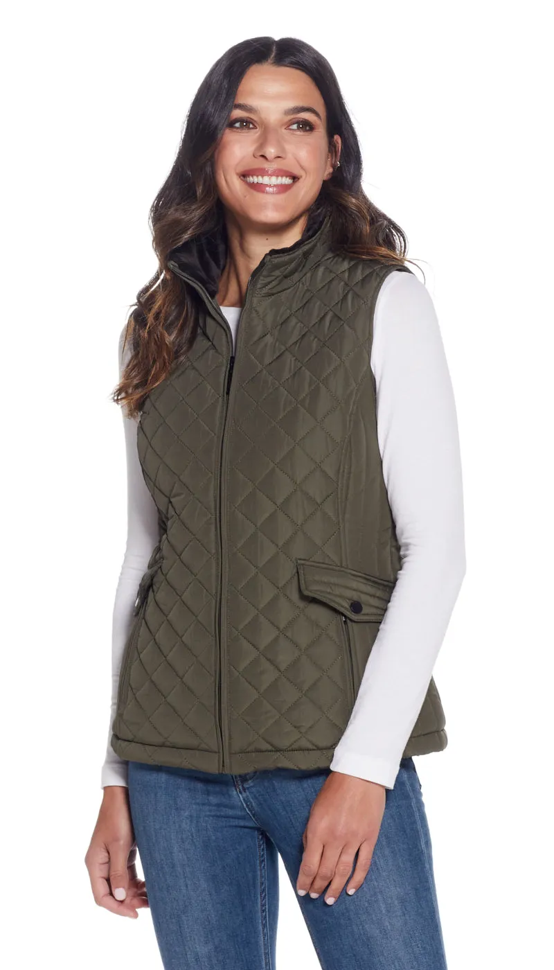 MIXED QUILTED VEST WITH PLUSH LINING