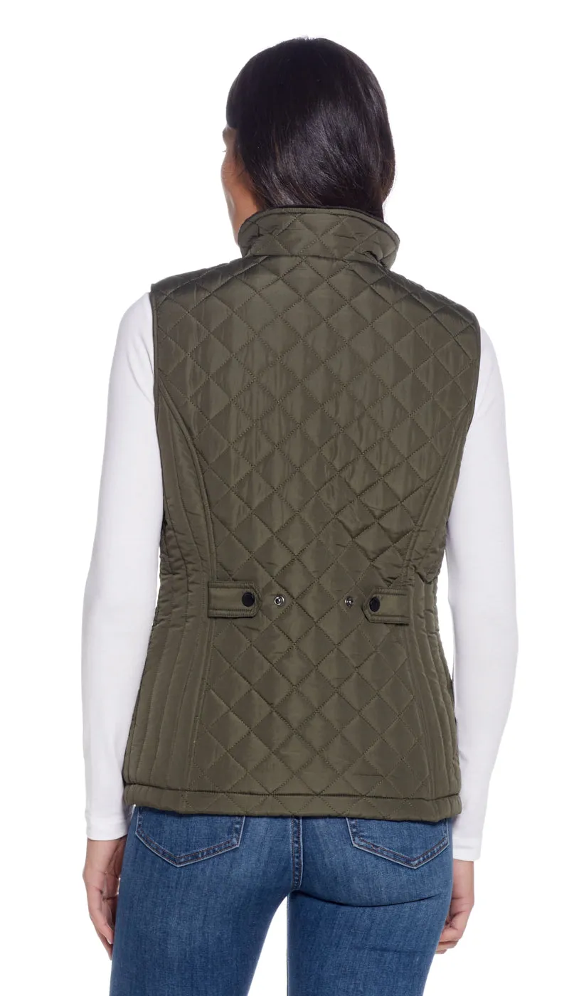 MIXED QUILTED VEST WITH PLUSH LINING