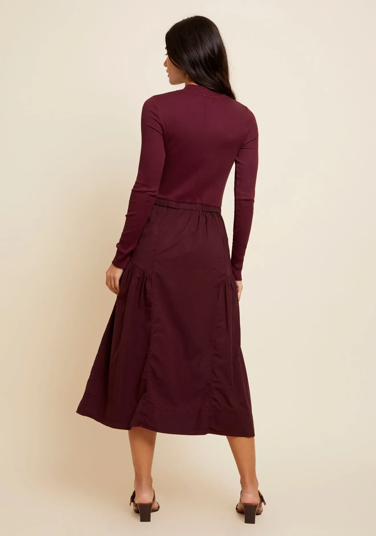 Nation LTD - Wrenley Combo Midi Dress in Bloodstone