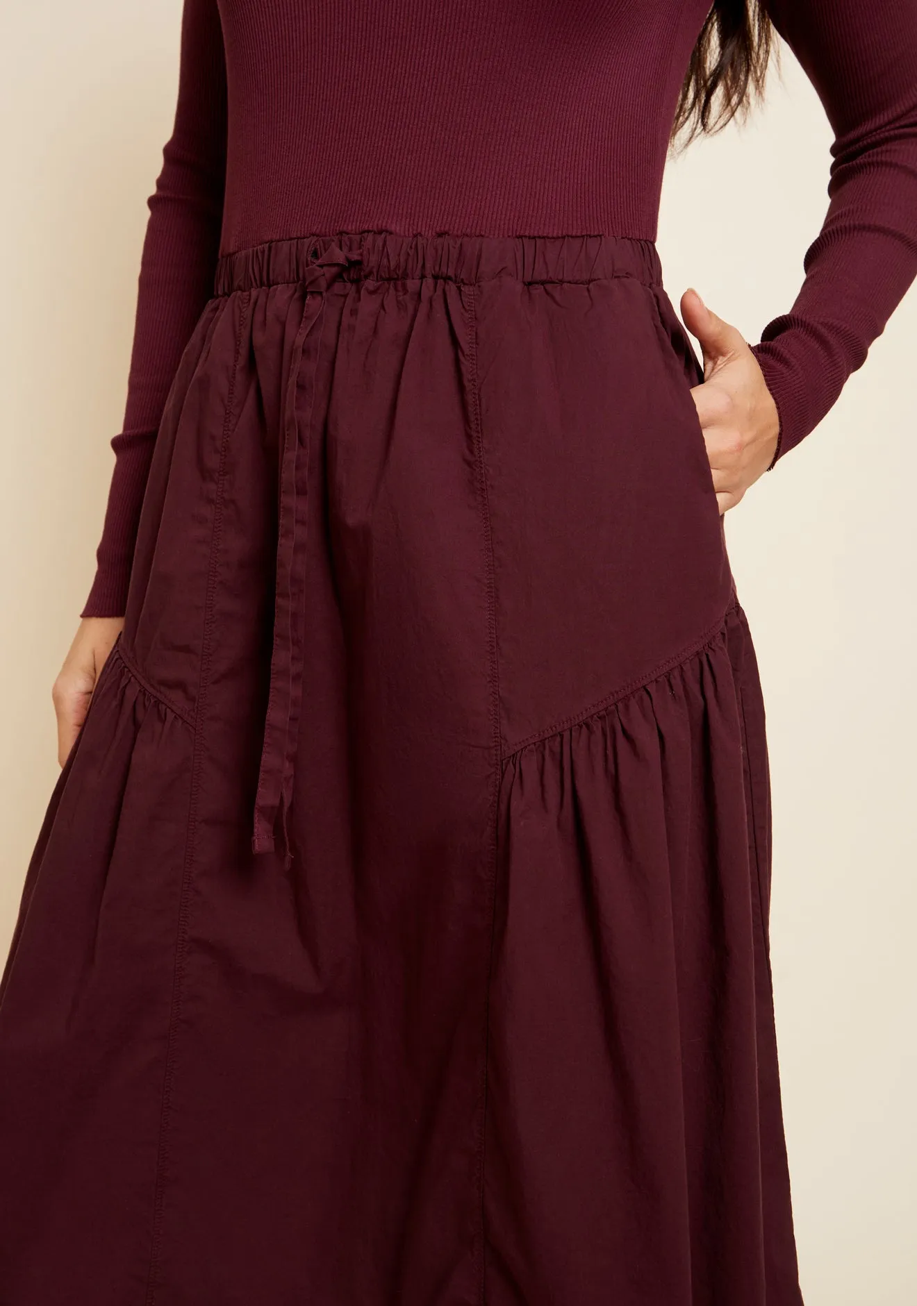 Nation LTD - Wrenley Combo Midi Dress in Bloodstone