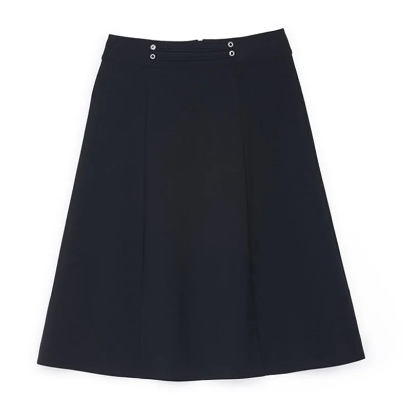 Navy Blue High Waist Midi Skirt