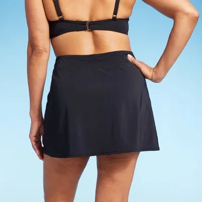 New - Lands' End Women's UPF 50 Tummy Control Swim Skirt - Black L