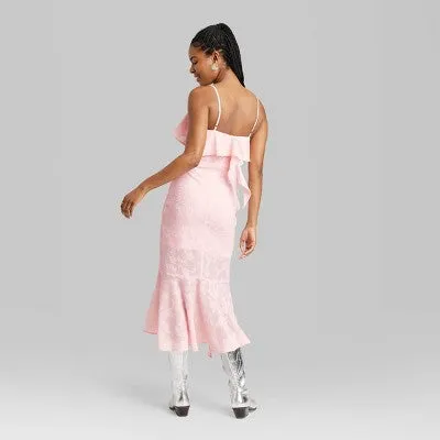 New - Women's Ruffle Midi Dress - Wild Fable Pink XXS