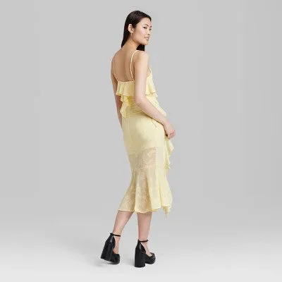 New - Women's Ruffle Midi Dress - Wild Fable Yellow XXS