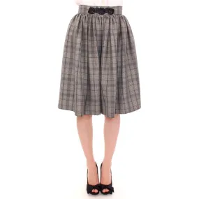 NOEMI ALEMÁN Elegant Gray Checkered Wool Shorts Skirt