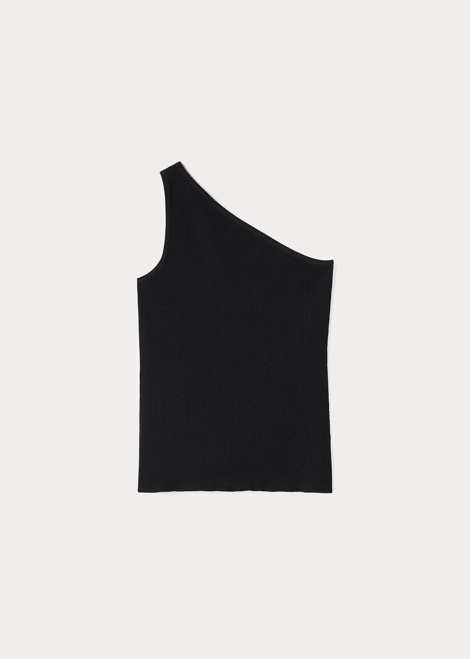 One-shoulder ribbed top black