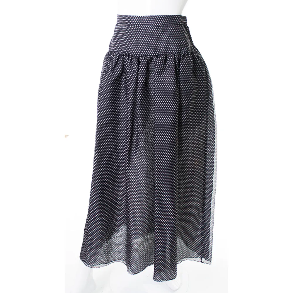 Oscar de la Renta Vintage Silk Polka Dot Skirt Deadstock 6/8