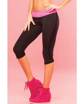 Pink Lipstick Sweat Fitness Pant Ruffle Fringe Side W-secret Pocket Black Sm