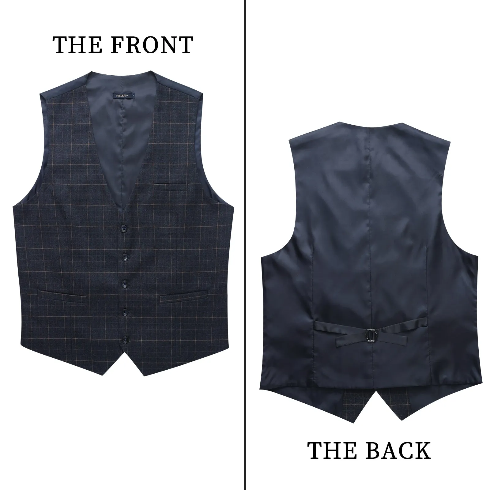 Plaid Slim Suit Vest - B-CHARCOAL