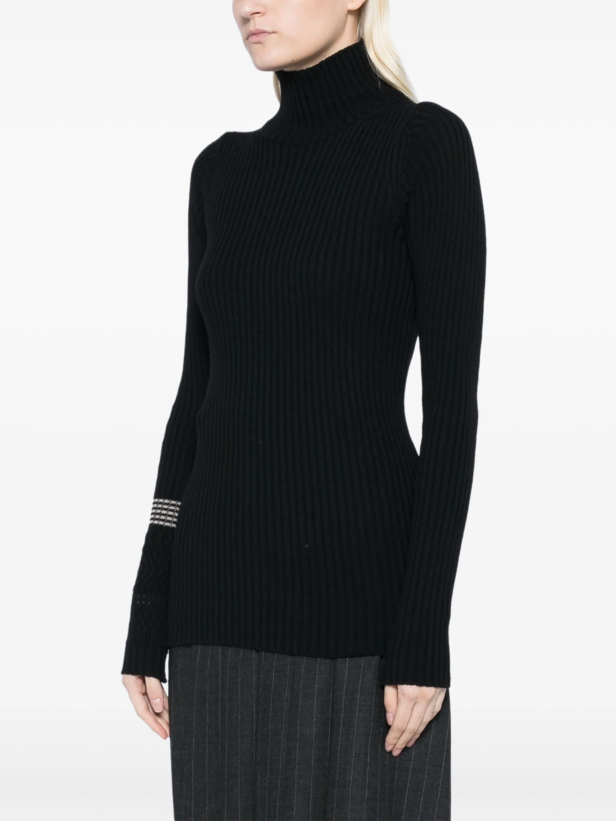 Rib Knit High Neck Pullover