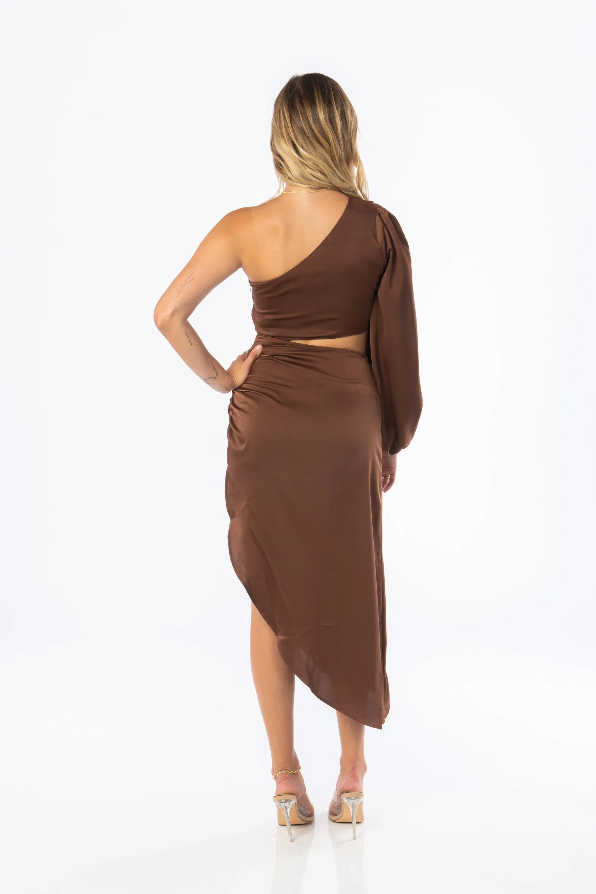 Rio Asymmetrical Cutout Midi Brown