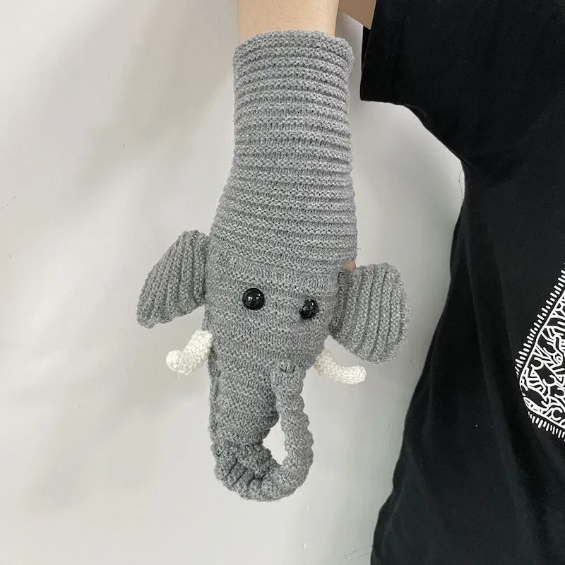 Shark Knitted Button Fingerless Gloves