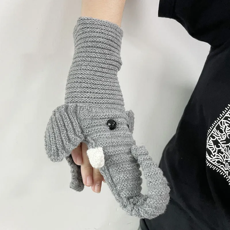 Shark Knitted Button Fingerless Gloves