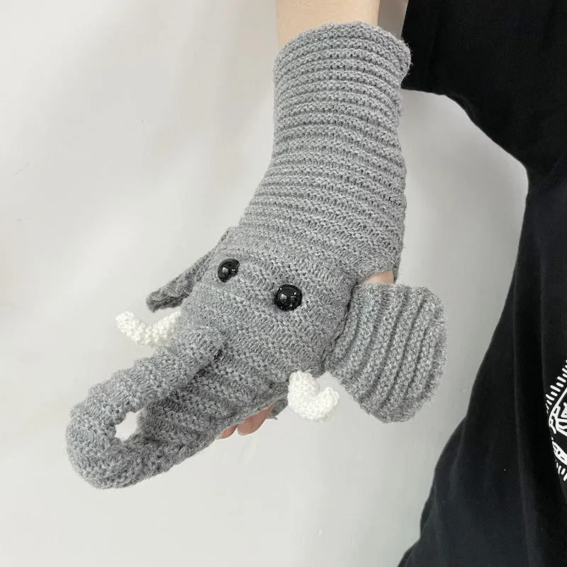 Shark Knitted Button Fingerless Gloves