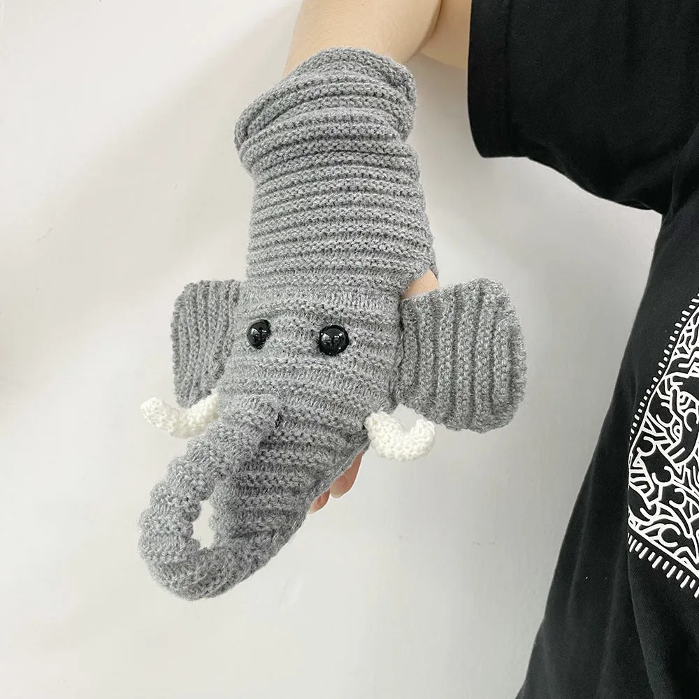 Shark Knitted Button Fingerless Gloves