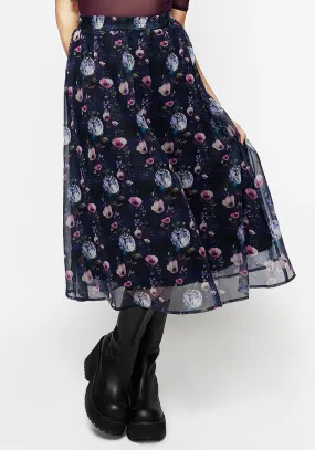 Socordia Floral Moon Chiffon Midi Skirt