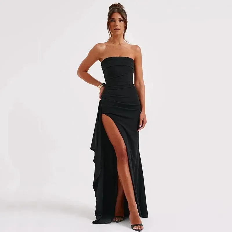 Sophisticated Strapless Split Gown