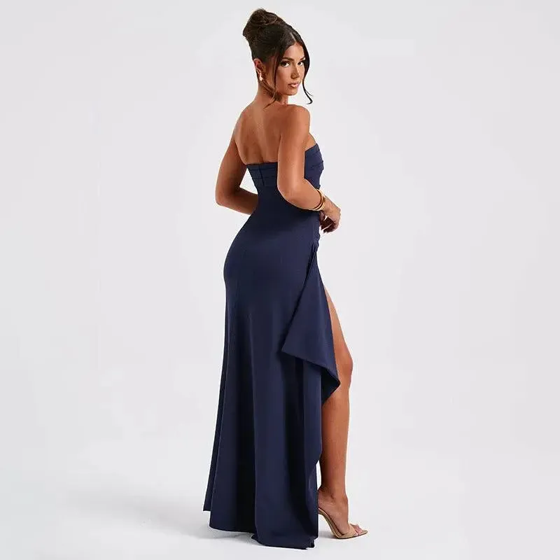 Sophisticated Strapless Split Gown