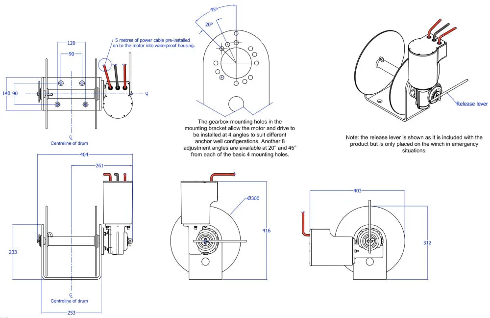 Stressfree Marine Midi 50 Standard Anchor Winch Bundle