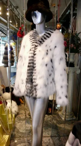 Stunning Black & White Fox Fur Jacket Very Stylish & Youthful Design SUPER SALE!!!