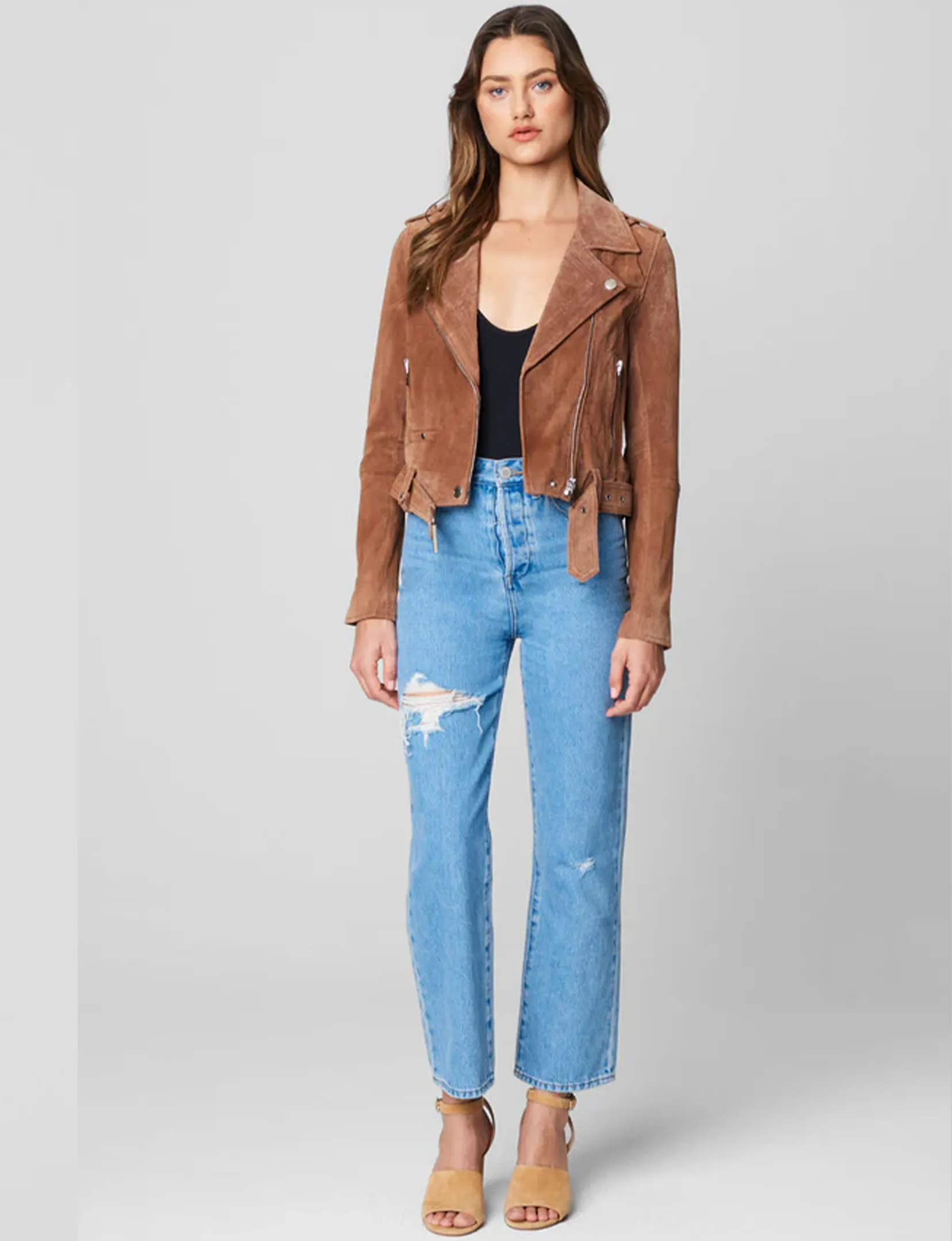 Suede Moto Jacket, Coffee Bean