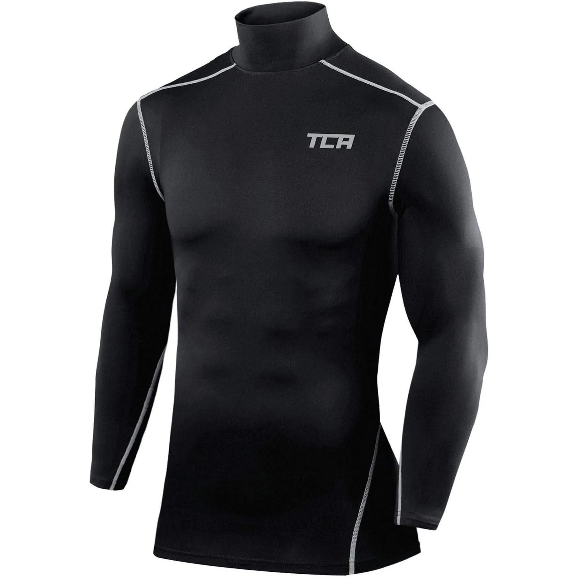 TCA Pro Performance Long Sleeve Mock Mens Compression Top - Black