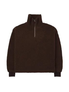 Teddy Fleece Quarter Zip  Brown