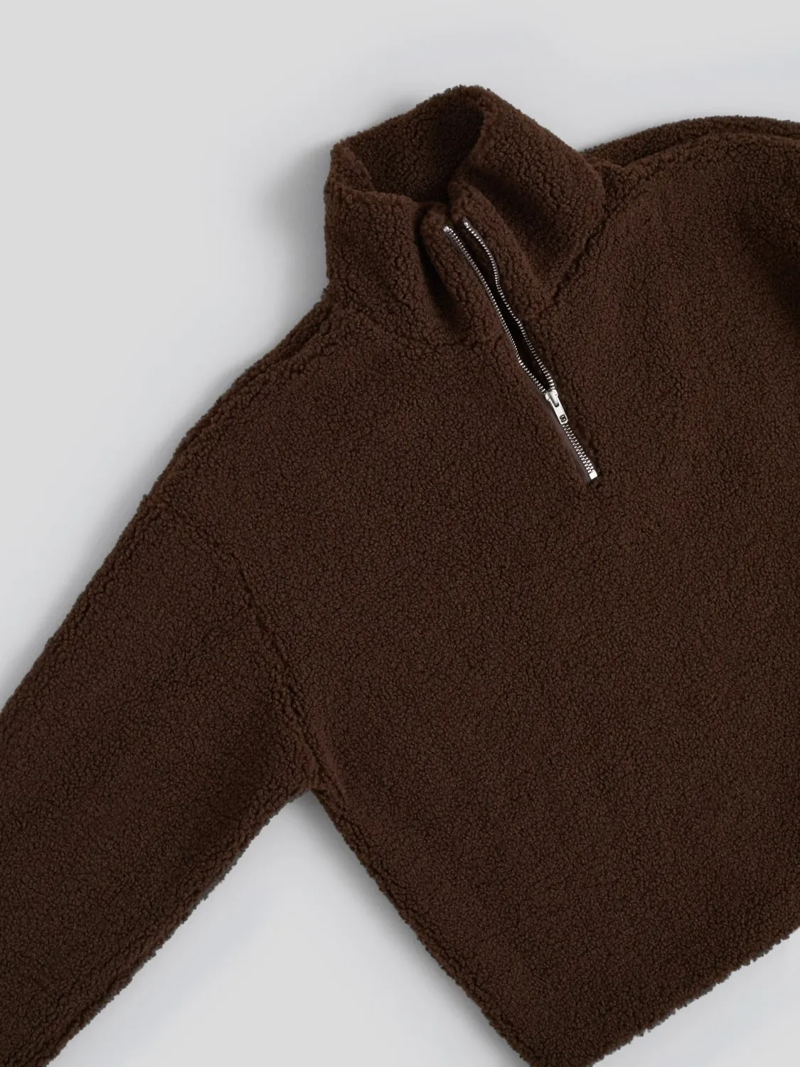 Teddy Fleece Quarter Zip  Brown